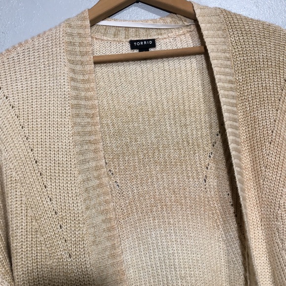 TORRID | Women’s Butter Cream Chunky Cardigan Open Front Midi Sweater size 1X - Picture 9 of 15
